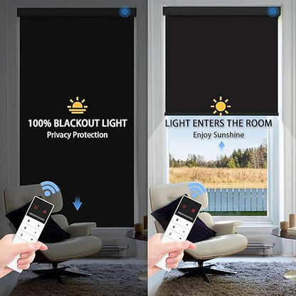 Motorized Blinds with Remote Control, 100% Blackout Cordless Wireless Electric - Image 2