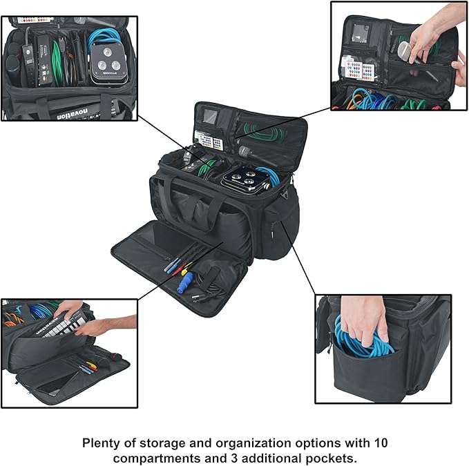 Rockville UT-BAG10 DJ Utility/Cable Bag, 10 Compartments, Padded Straps - Image 3