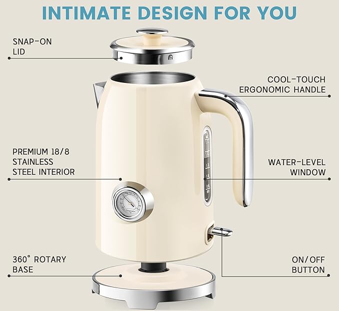 SUSTEAS Electric Kettle - 57oz Hot Tea Kettle Water Boiler - Image 2