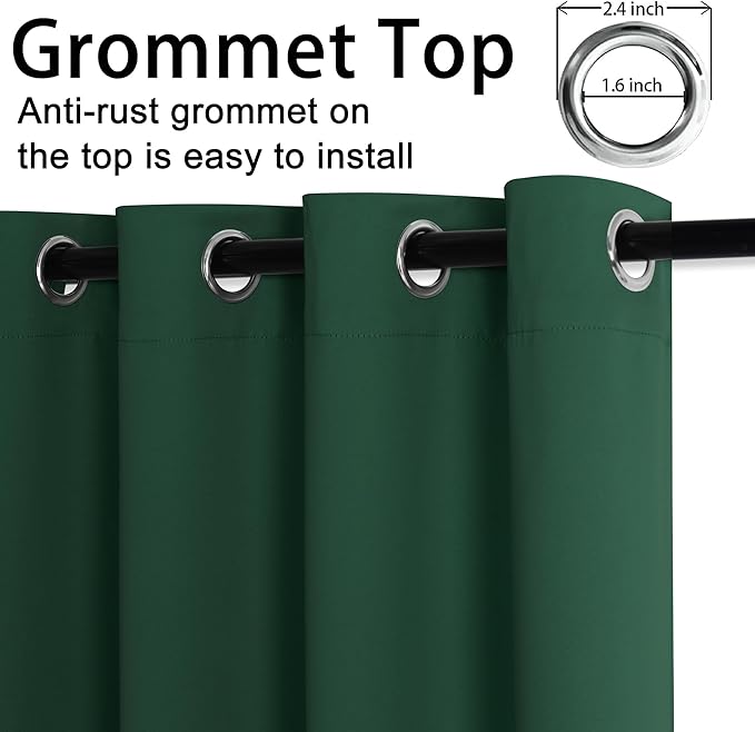 JIUZHEN Forest Green Blackout Curtains - Image 5