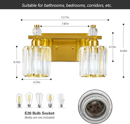 FDPBY Bathroom Vanity Lights 2-Light Gold Modern Crystal Vanity Light Fixtures - Image 5