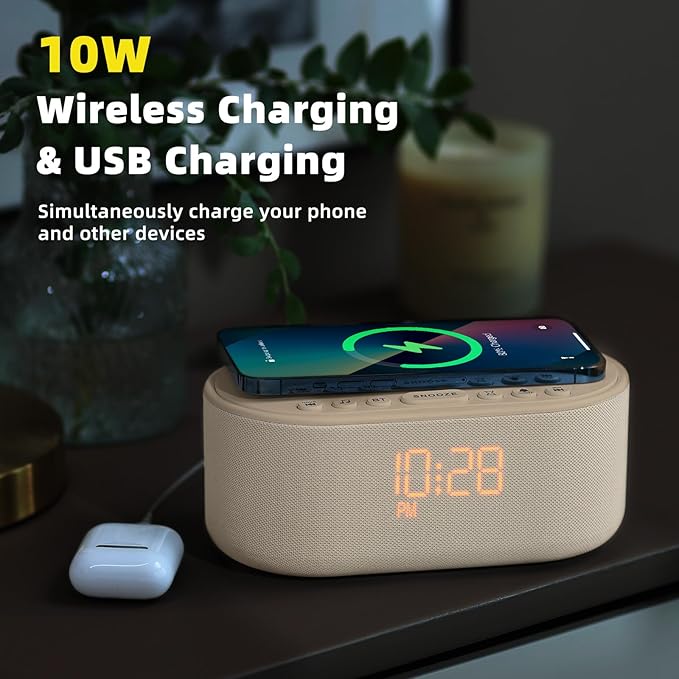 Sound Machine Alarm Clock for Bedrooms: Bluetooth 10W Stereo Sound Speaker - Image 4