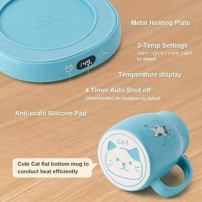 Bsigo Coffee Mug Warmer & Cute Cat Mug Set, Candle Mug Warmer - Image 5