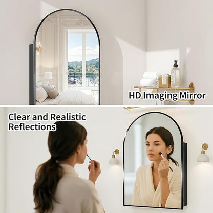 Bathroom Mirror with Storage, Arched Medicine Cabinet with Mirror, Medicine - Image 3
