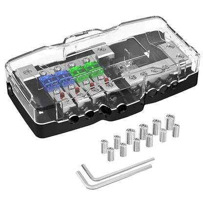 Joinfworld Fused Power Distribution Block Car Audio 4 Way MIDI Fuse Block 12V by Joinfworld