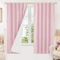 LAMIT Pink 100% Blackout Linen Curtains, 63 Inches Linen Textured Thermal by LAMIT