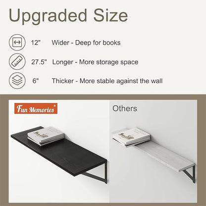 Fun Memories 27.5" W x12 D Floating Shelves, 12 Inch Deep Floating Shelf Set of - Image 4