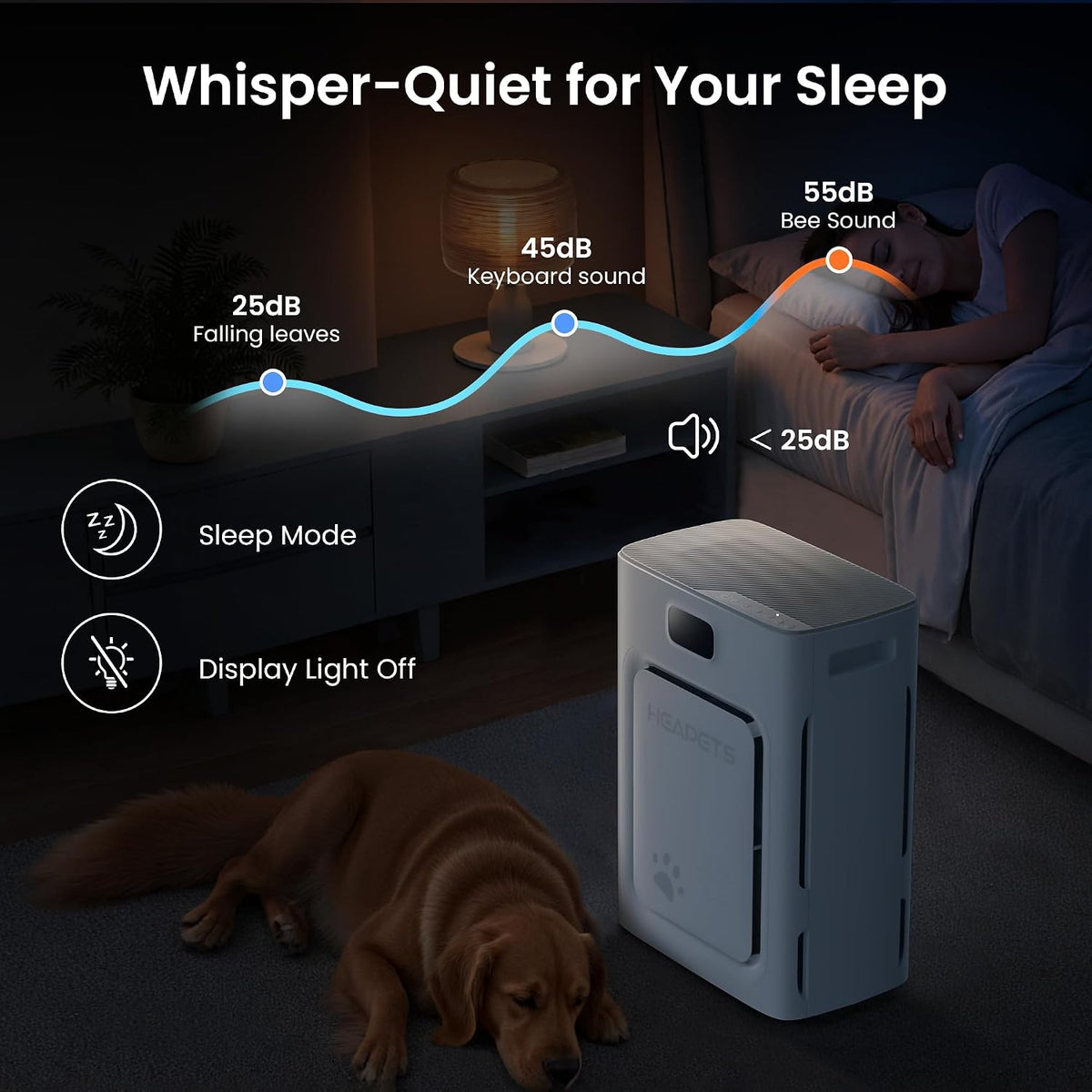 pet air purifier for home large room 2500, front angle view