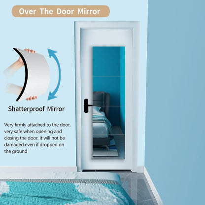 quegau Full Length Safety Shatterproof Mirror for Kids, Plastic Wall Mirror Made of Acrylic Plexiglass, 4 Pcs 12" x16", Long Bedroom Door Closet Mirror for Home Gym Body Workout