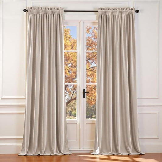 Lazzzy Velvet Blackout Curtains Thermal Insulated Room Window Drapes Super Soft by Lazzzy