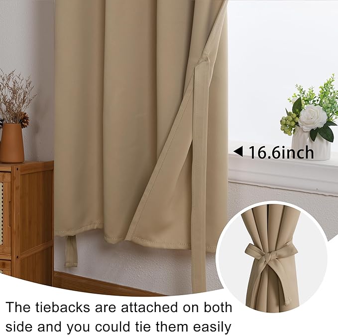 JIUZHEN Short Curtains Kitchen Half Window Blackout Curtains - Image 6