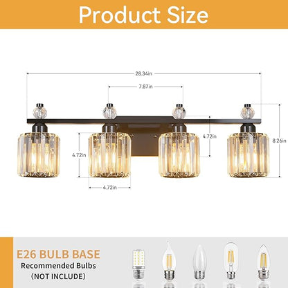 FDPBY Bathroom Vanity Lights 4-Light Plating Black Modern Crystal Vanity Light - Image 5