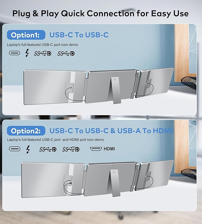 FOPO 14" Triple Monitor Laptop Screen Extender-FHD 1200P 16:10 Laptop Screen - Image 5