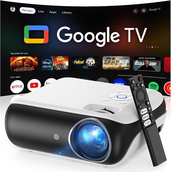 Official Licensed Google TV Smart Projector, HAPPRUN 4K UHD Home Theater by HAPPRUN