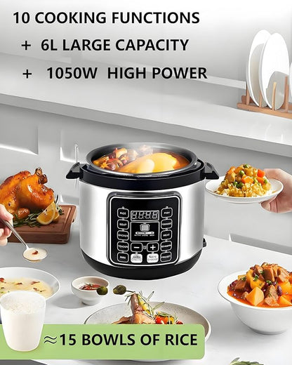 Electric Pressure Cooker, 6 Liters, Slow Stew Pot - Image 8