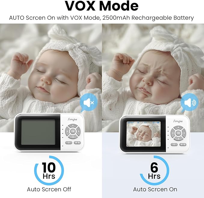 2Cameras Video Baby Monitor, Two Mode, 2.8'' IPS Display Screen, Night Vision - Image 5