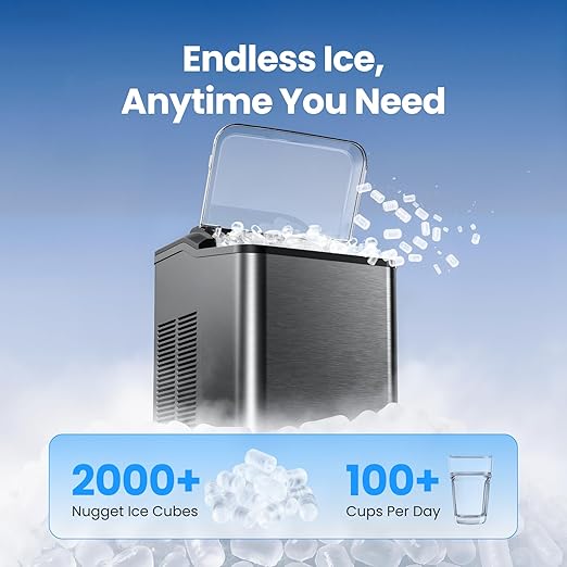 Nugget Ice Maker Countertop, 35lbs/24H Sonic & Chewable Pellet Ice, Portable - Image 5