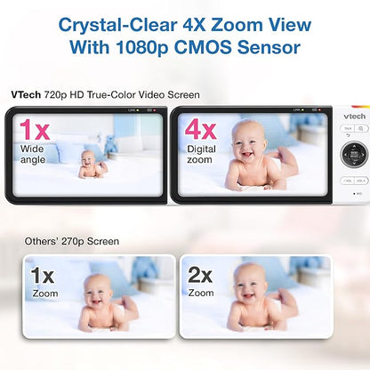 VTech VM928-2HD 5” 720p HD Display 2 Cameras Baby Monitor, 110 Wide Angle View - Image 6