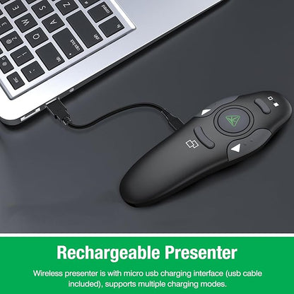 DinoFire Green Presentation Clicker Wireless Presenter Remote, RF 2.4GZ - Image 3