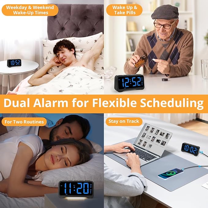 Loud Alarm Clock for Heavy Sleepers Adults, Vibrating Bed Shaker Alarm Clock - Image 7