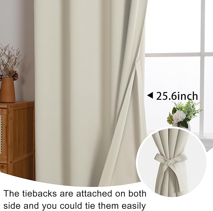 JIUZHEN Ivory Blackout Curtains - Image 6
