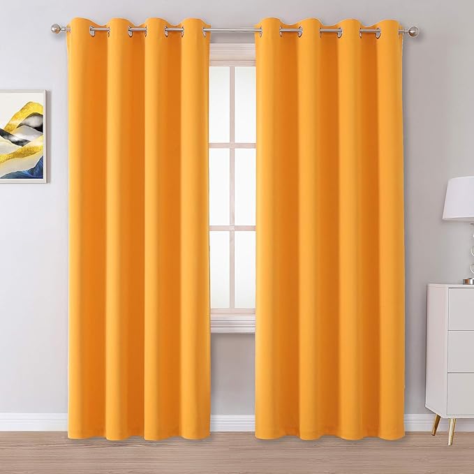 Dualife Marigold Blackout Curtain Panels/Drapes by DUALIFE