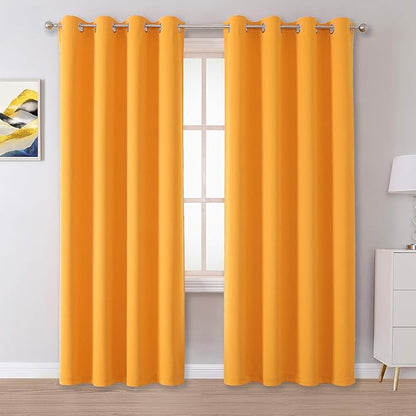 Dualife Marigold Blackout Curtain Panels/Drapes by DUALIFE