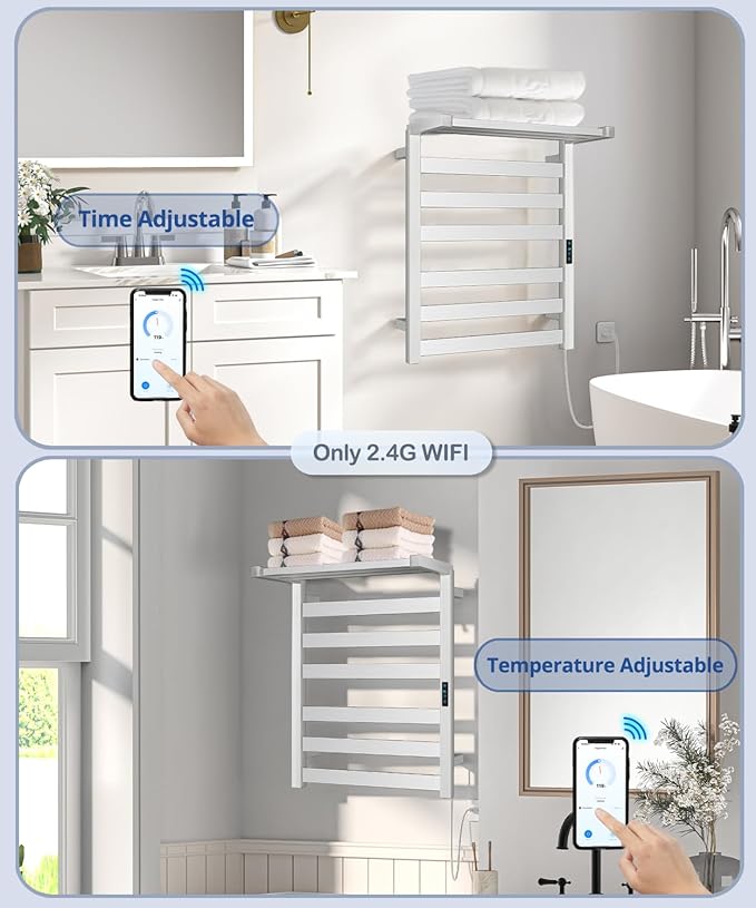WiFi Heated Towel Rack Wall Mounted, Electric Towel Warmer - Image 6