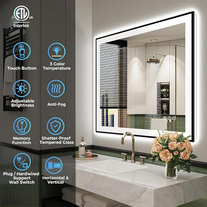 YEELAIT 28x36 Inch LED Bathroom Mirror - Image 2