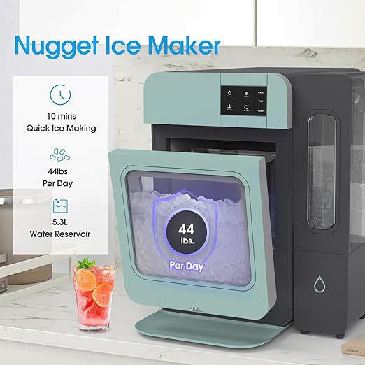 VECYS Nugget Countertop Ice Maker W/Side Tank, 44LBS Daily Ice Making Capacity - Image 2