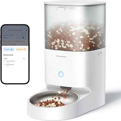 Homerunpet Smart Automatic Cat Feeder, No Jam Freeze Dried Safe, WiFi & by Homerunpet