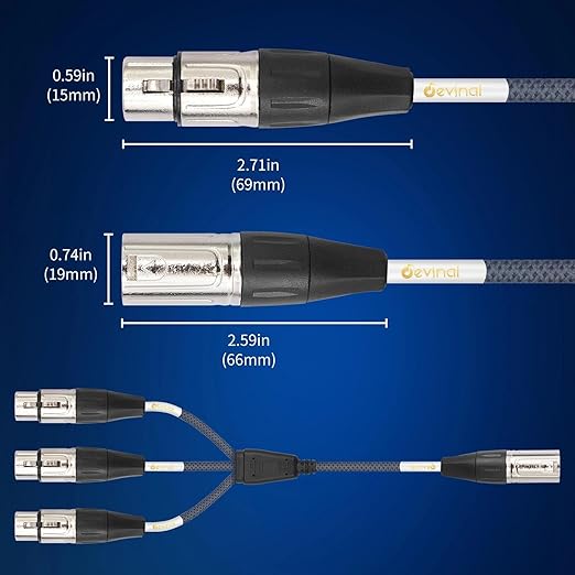 XLR Splitter Cable, Devianl XLR y Splitter 3 Female to 1 Male, Balanced Dual - Image 2