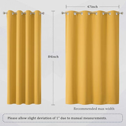 DUALIFE Yellow Curtains 84 Inches Long Blackout Curtain Panels - Image 6
