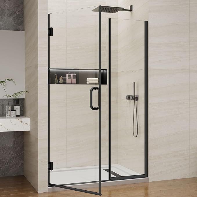 Pivot Swing Shower Door, Adjustable Width 48" W x 74" H Semi-Frameless Shower - Image 2