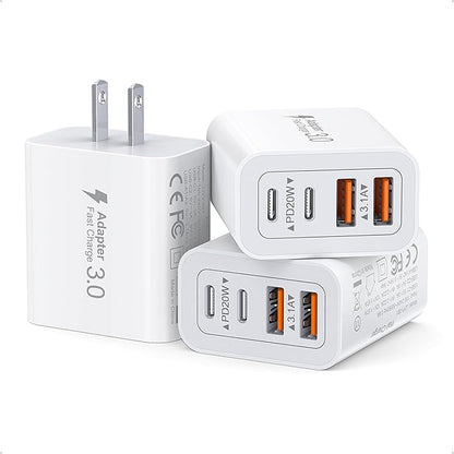 USB C Wall Charger, 40W Fast USB C Charger Block, 4-Port PD+QC Wall Plug Power by Dulums