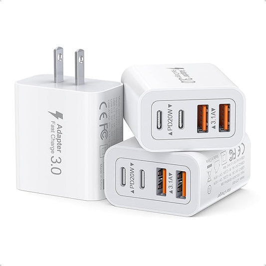 USB C Wall Charger, 40W Fast USB C Charger Block, 4-Port PD+QC Wall Plug Power by Dulums