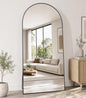 Koonmi 71x28 Arched Full Length Mirror, Floor Mirror with Stand | Shatterproof Tempered Glass, Modern Aluminum Alloy Frame, Free Standing Hanging or Leaning for Home Decor (Black)