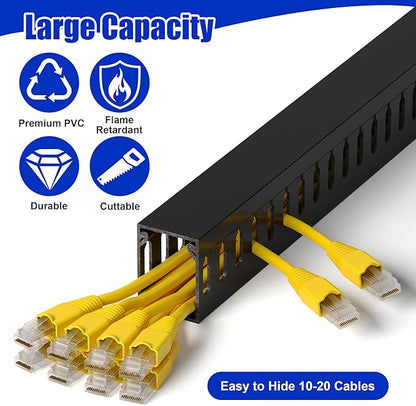 ZhiYo H1.6 x W1.2in Cable Raceway, 6.6ft Server Rack Cable Management Under - Image 3