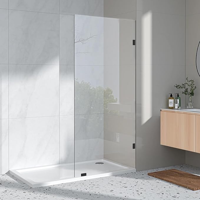 Shower Glass Door 28.5 * 78 Inch, Bathroom Frameless Fixed Shower Glass Panel by Unknown