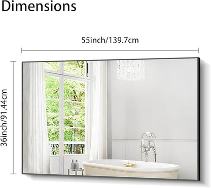 Bathroom Black Mirror, 36x55in Black Rectangle Mirror - Image 5