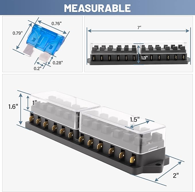 RED WOLF 12 Way Fuse Block Blade Box Holder Standard Circuit Fuses Holder Fit - Image 3