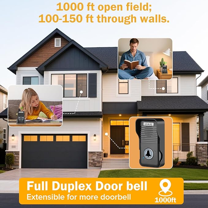 Wireless Doorbell, Full Duplex Doorbell Wireless, 1000ft Long Range, Hands-Free - Image 6