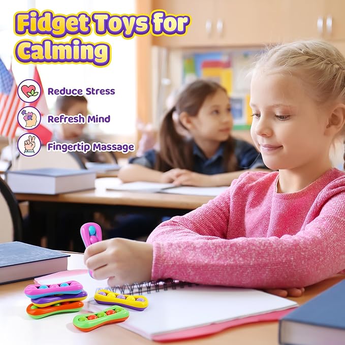 LESONG Fidget Sensory Toys for Kids: 6 Pack Colorful Finger Spinner Toys - Image 4