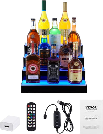 VEVOR LED Lighted Liquor Bottle Display, 4 Tiers 16 Inch Commercial Illuminated - Image 9