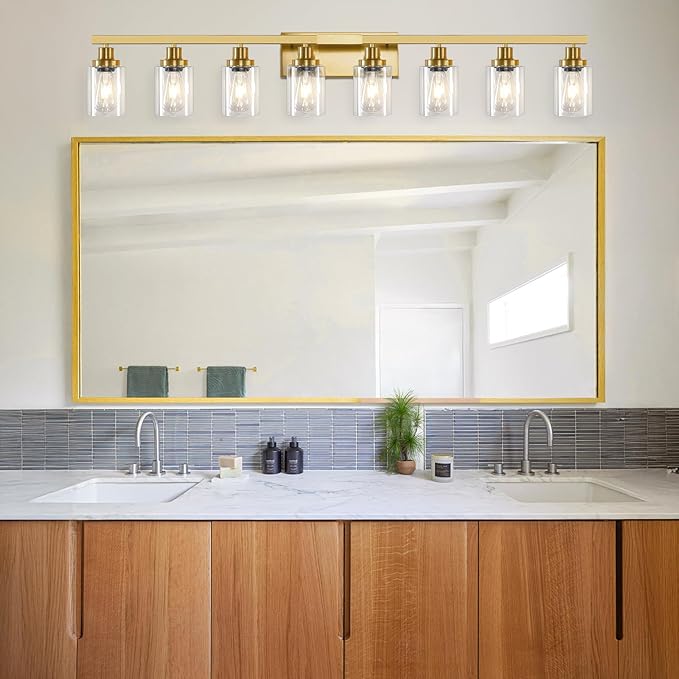 DIKAIDA 8 Light Gold Vanity Lights Over Mirror, 52inch Gold Bathroom Light - Image 2