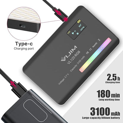 VIJIM VL120 RGB Video Light, Portable LED Camera Light Panel 0-360 Full Color - Image 4