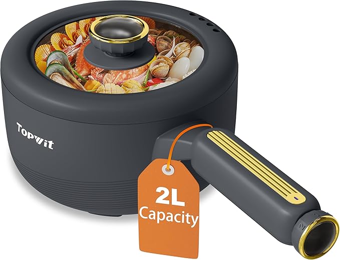 TOPWIT Hot Pot Electric, 2L Electric Pot, Non-Stick Sauté Pan, Portable Cooker by TOPWIT