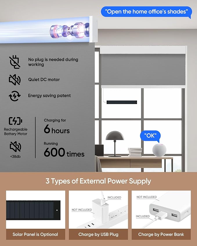 Kincmo Motorized Blinds with Remote, 100% Blackout Motorized Roller Shades Work - Image 5