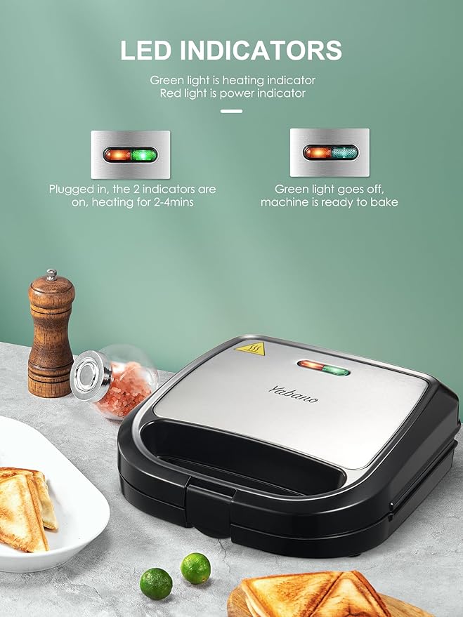Sandwich Maker, Yabano Toaster and Electric Panini Grill - Image 4