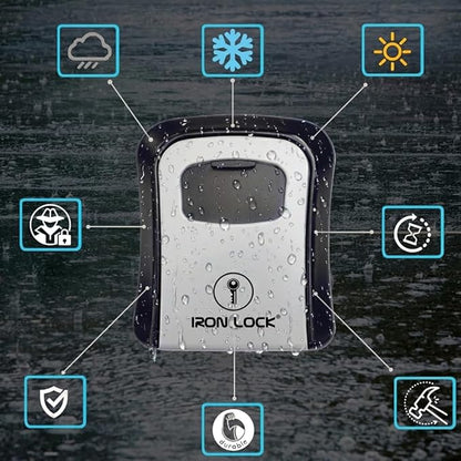 Iron Lock® Key Lock Box Wall Mount – Medium Waterproof Heavy-Duty Metal Safe - Image 8